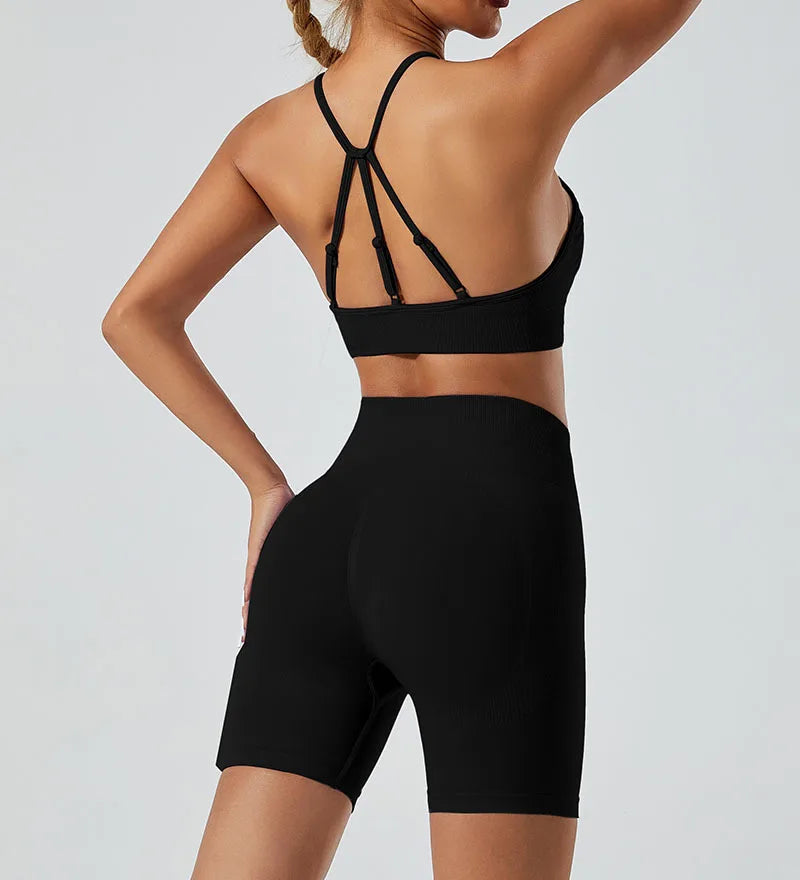 Women’s Shockproof Fitness Sports Bra – Push-Up Crop Top for Gym, Yoga & Workout