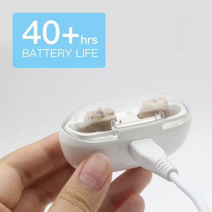 Mini Rechargeable Hearing Aid – Type-C Charging with Case, Long-Lasting Battery & Adjustable Sound Amplifier