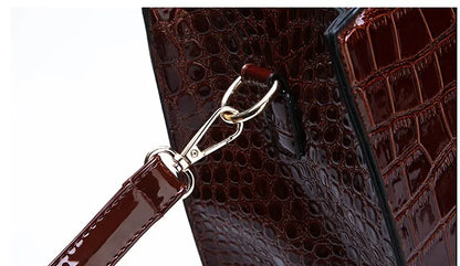 Luxury Vintage Crocodile Pattern Handbag – Women’s Large Leather Tote & Shoulder Bag