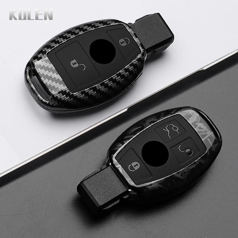 ABS Carbon Fiber Car Key Case Cover – Compatible with Mercedes Benz W204/W205/W212/W213/W176/W177/W219 A/B/C/E/S/GLC/CLA/AMG Fob