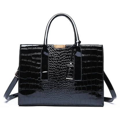 Luxury Vintage Crocodile Pattern Handbag – Women’s Large Leather Tote & Shoulder Bag