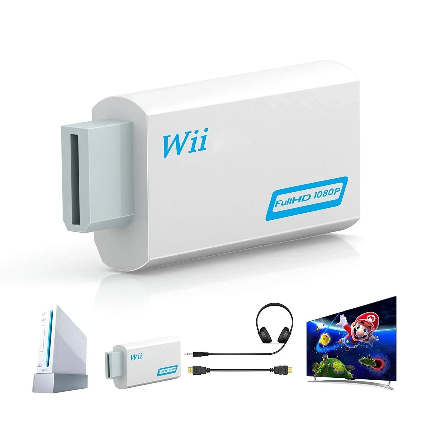Full HD 1080P Wii to HDMI Converter Adapter – Wii2HDMI with 3.5mm Audio for PC & HDTV Display