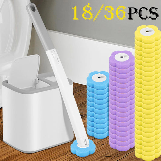 18/36pcs Toilet Brush Set – Long Handle Bathroom Cleaning Brush with Disposable Replacement Heads for Home WC Accessories