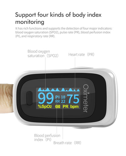 Kiuzou Medical Portable Finger Pulse Oximeter – Blood Oxygen, Heart Rate, Saturation Monitor with OLED Display