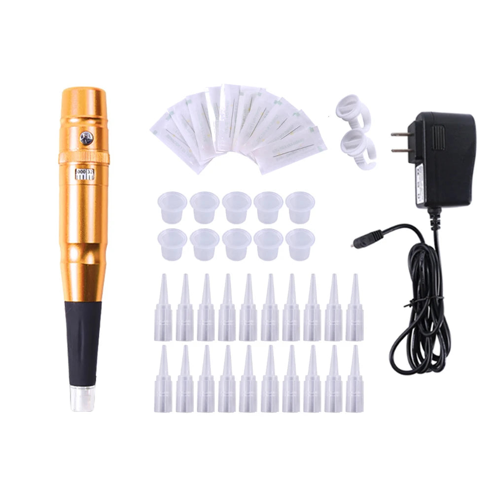Permanent Makeup Rotary Tattoo Pen – Eyebrow & Lip Machine, Microblading & Piercing Gun PMU Kit