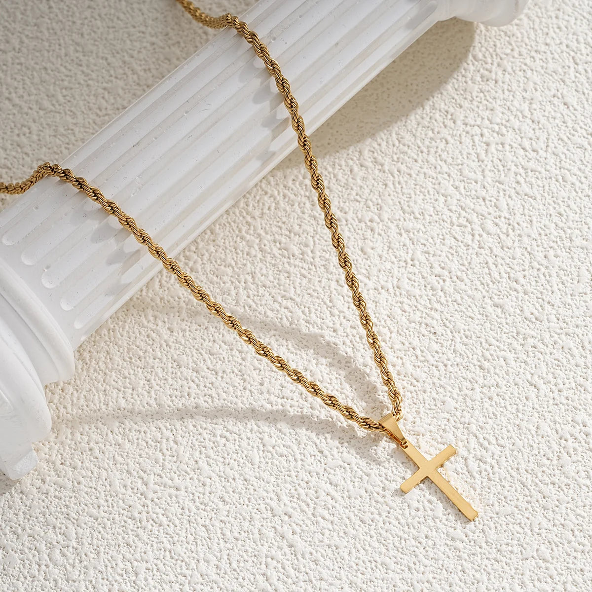 New Stainless Steel Gold Cross Pendant Necklace - Minimalist Jewelry for Men and Women - 2024 Choker Gift