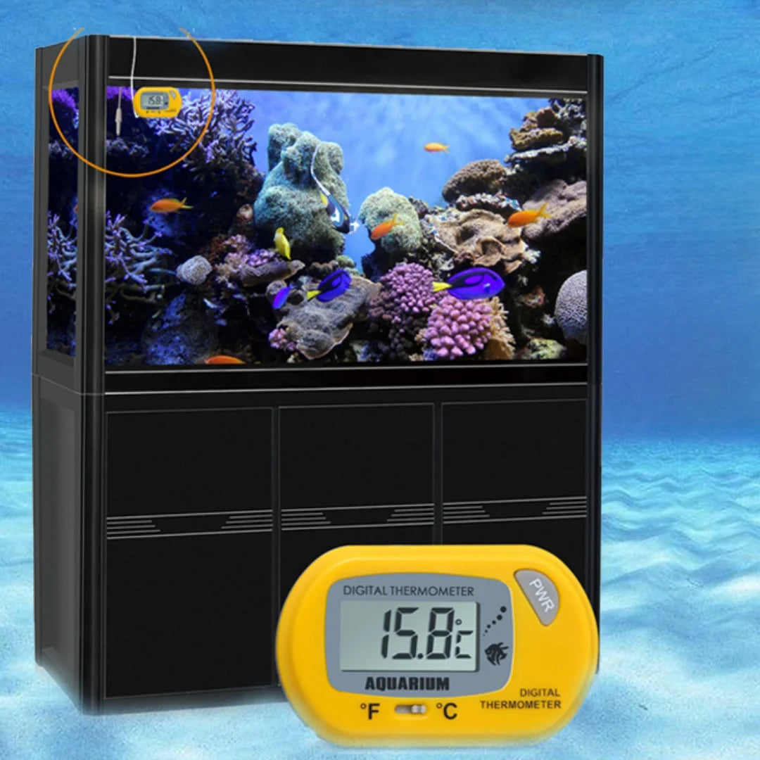 Digital Aquarium Thermometer with Probe – Suction Cup Water Temperature Gauge for Fish Tanks, Celsius (℃) Display
