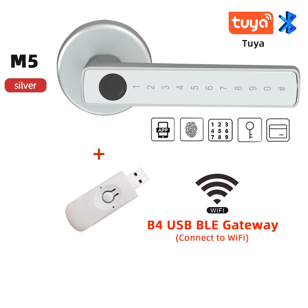 RAYKUBE Tuya BLE Fingerprint Digital Door Lock – Password, Key, IC Card & Smartlife App Unlock