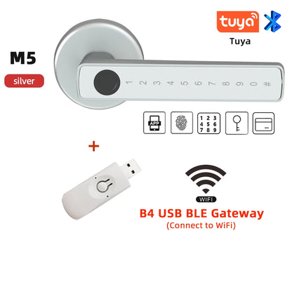 RAYKUBE Tuya BLE Fingerprint Digital Door Lock – Password, Key, IC Card & Smartlife App Unlock