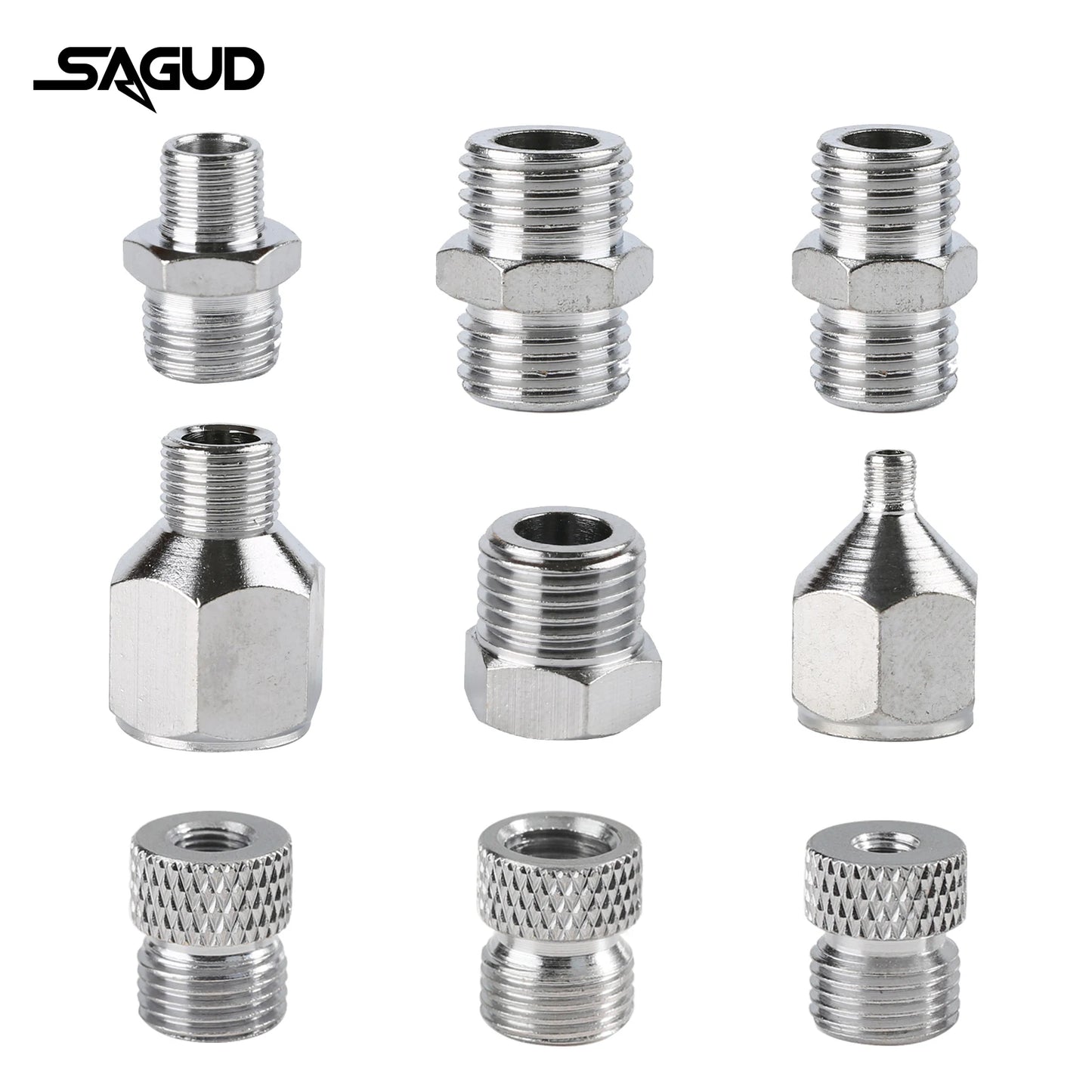SAUGD 9PCS Airbrush Adapter Fitting Replacement Kit – Coupling Connectors for Compressor & Airbrush Hose