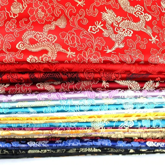 0.5/1/2m Brocade Satin Fabric — Dragon Pattern Material for Sewing, DIY Crafts, Gift Boxes & Patchwork
