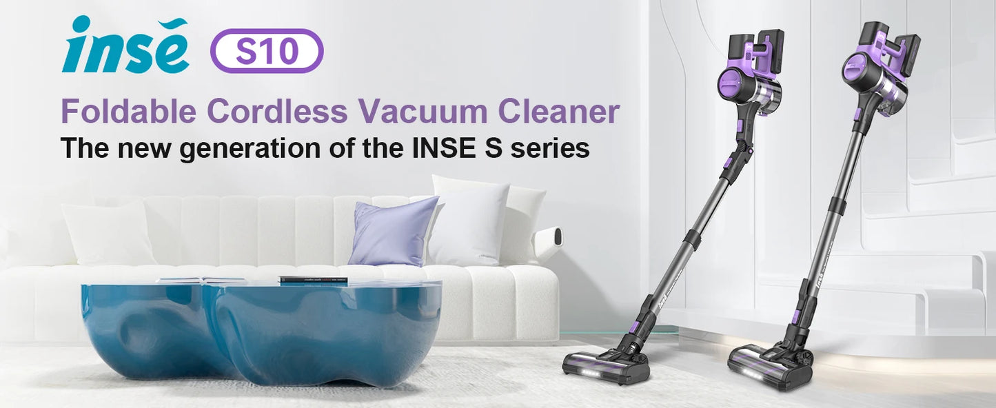 INSE S10 Cordless Vacuum Cleaner - 6 in 1 Stick Vacuum, 30KPa 350W Suction, Up to 50 Min Runtime, Rechargeable