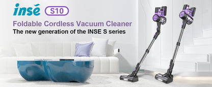 INSE S10 Cordless Vacuum Cleaner - 6 in 1 Stick Vacuum, 30KPa 350W Suction, Up to 50 Min Runtime, Rechargeable