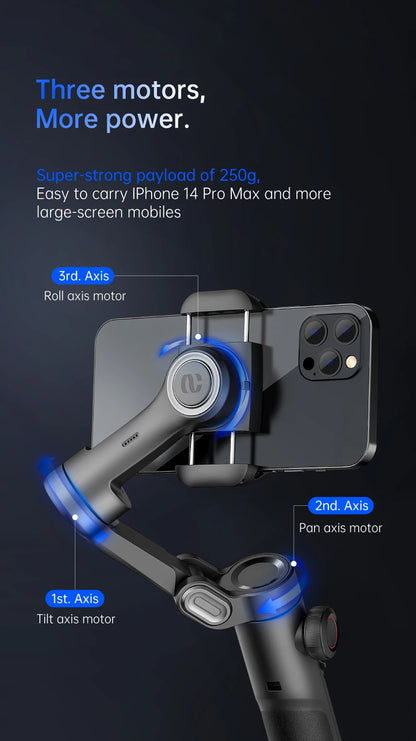 AOCHUAN 3-Axis Handheld Gimbal Stabilizer – SmartXE for iPhone & Android with AI Face Tracking for TikTok & Vlog