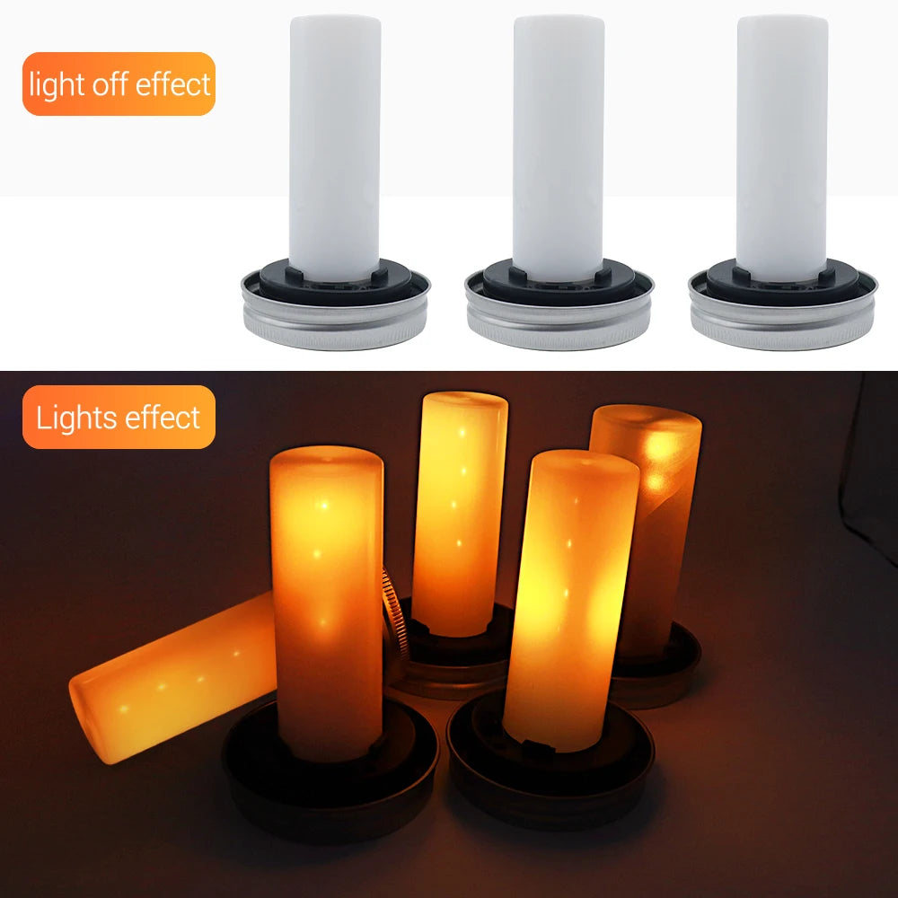 Solar LED Mason Jar Lights – Warm Torch Flame Lantern for Outdoor & Indoor Christmas, Garden, and Street Decoration
