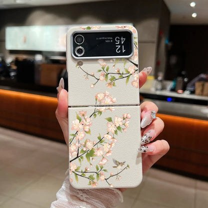 Floral Leather Texture Soft TPU Case for Samsung Galaxy Z Flip 6/5/4/3 5G – Stylish Folding Phone Cover