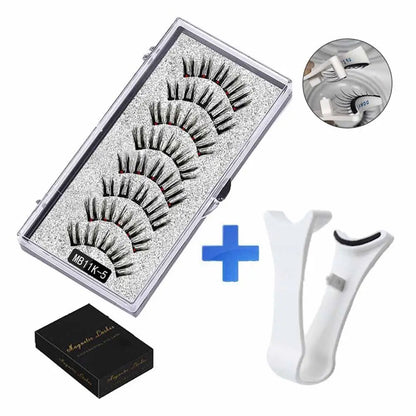3D Natural Magnetic Eyelashes – 5 Magnetic Lashes with Handmade Gift Box, Reusable Extensions