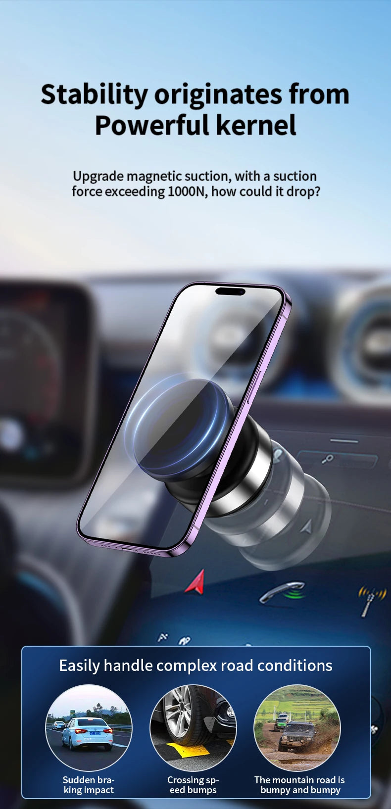 360° Magnetic Car Phone Holder – Aluminum Alloy Vacuum Adsorption Mount for iPhone & Smartphones