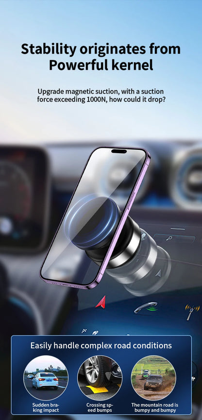 360° Magnetic Car Phone Holder – Aluminum Alloy Vacuum Adsorption Mount for iPhone & Smartphones