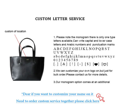 Customized Letter Genuine Leather Tote Bag – Large Capacity, Practical Commuter & Shopping Bag, Cowhide Large Bag