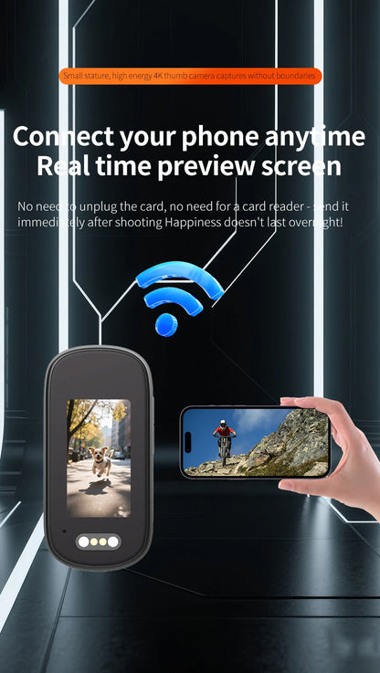 4K WiFi Mini Action Camera — Portable Thumb-Size Sport Cam for Outdoor, Helmet, Motorcycle, Cycling & Vlogging