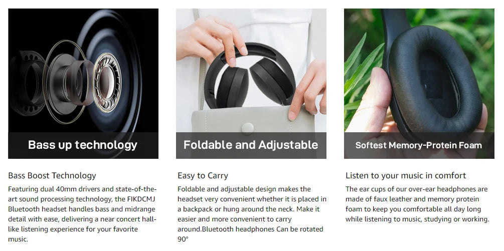 #P2961 Wireless Bluetooth 5.3 Headphones – Over-Ear HiFi Stereo Sports Earphones with TF/AUX Music Player & HD Mic