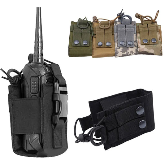 Tactical Radio Pouch: Military Molle Nylon Holder for Hunting Walkie Talkie - Interphone Hanging Bag with Magazine Pocket - Caza Essential