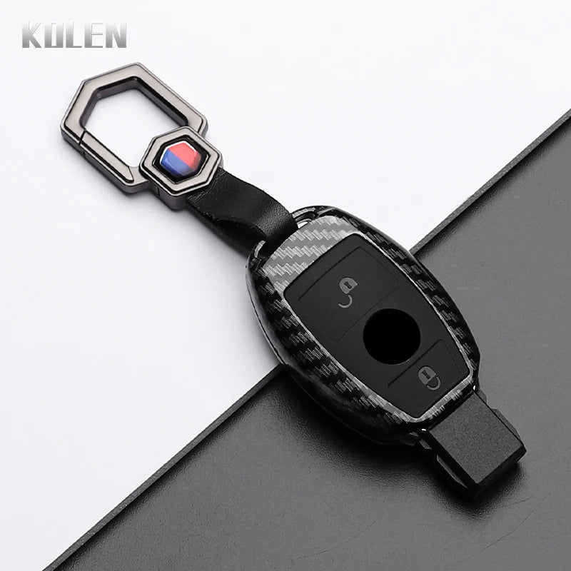 ABS Carbon Fiber Car Key Case Cover – Compatible with Mercedes Benz W204/W205/W212/W213/W176/W177/W219 A/B/C/E/S/GLC/CLA/AMG Fob