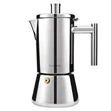 Easyworkz Diego 4-Cup Stovetop Espresso Maker — Stainless Steel Italian Moka Pot, 6.8 oz Induction Coffee Machine