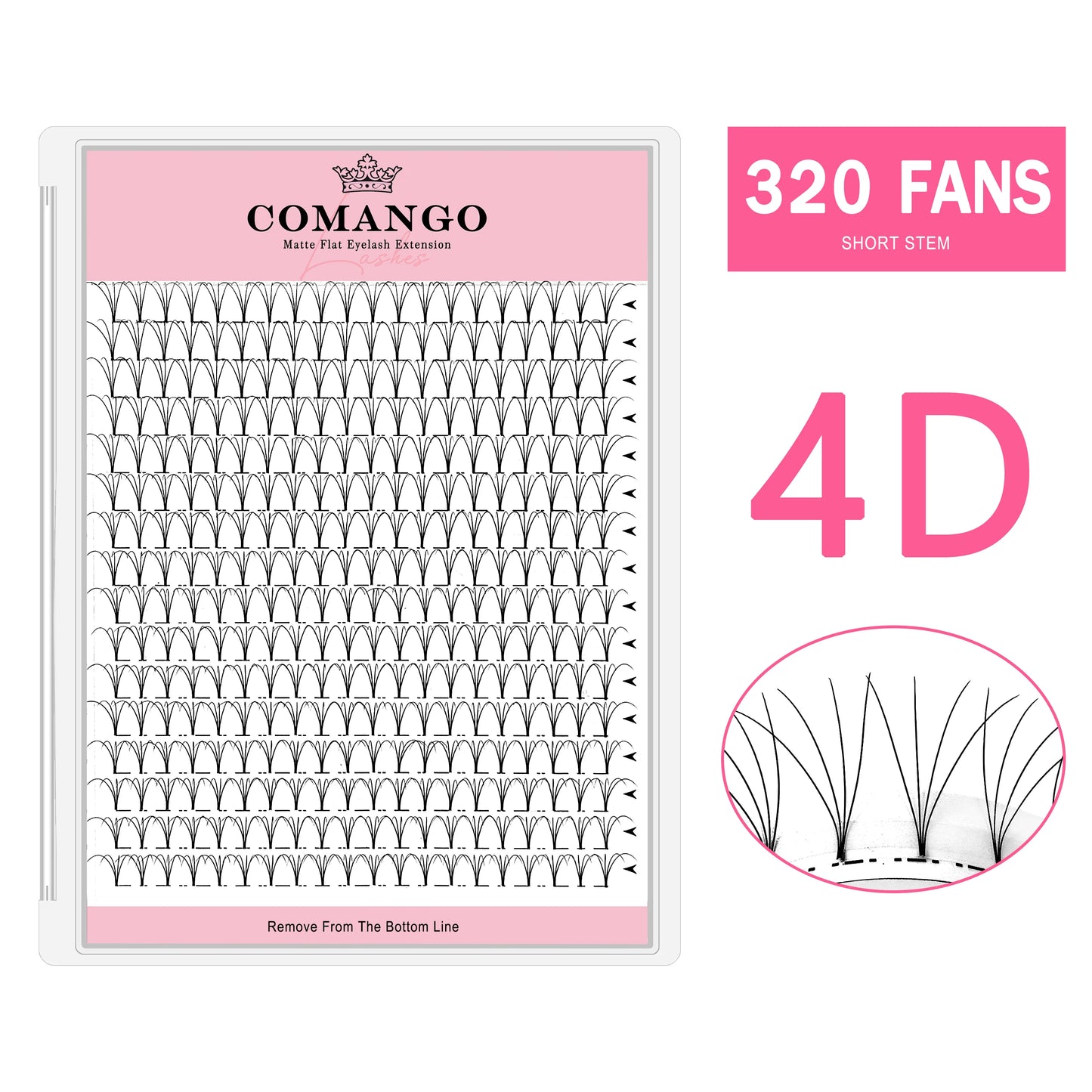 CoMango Wispy Premade Volume Lash Fans – 3-10D Individual Short Stem Faux Mink Russian Eyelash Extensions, 320 Fans