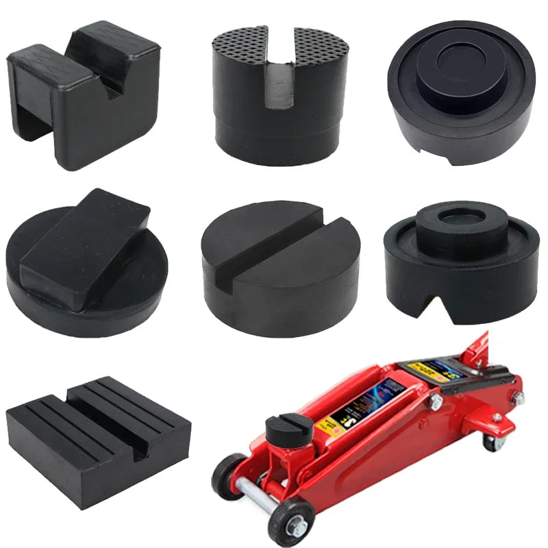 Car Lift Jack Stand Rubber Pads – Black Rubber Slotted Floor Jack Pad, Frame Rail Adapter, Universal Fit