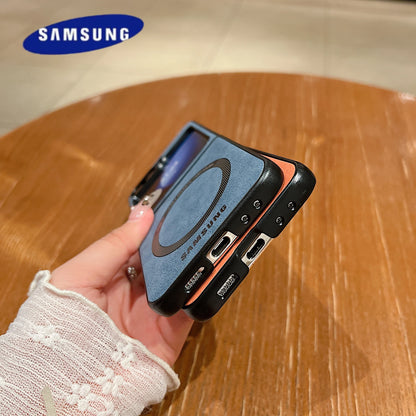 MagSafe Matte PU Leather Case for Samsung Galaxy Z Flip 6/5/4/3 & Z Fold 6/5/4/3 – Magnetic Luxury Flip Cover Skin Feel