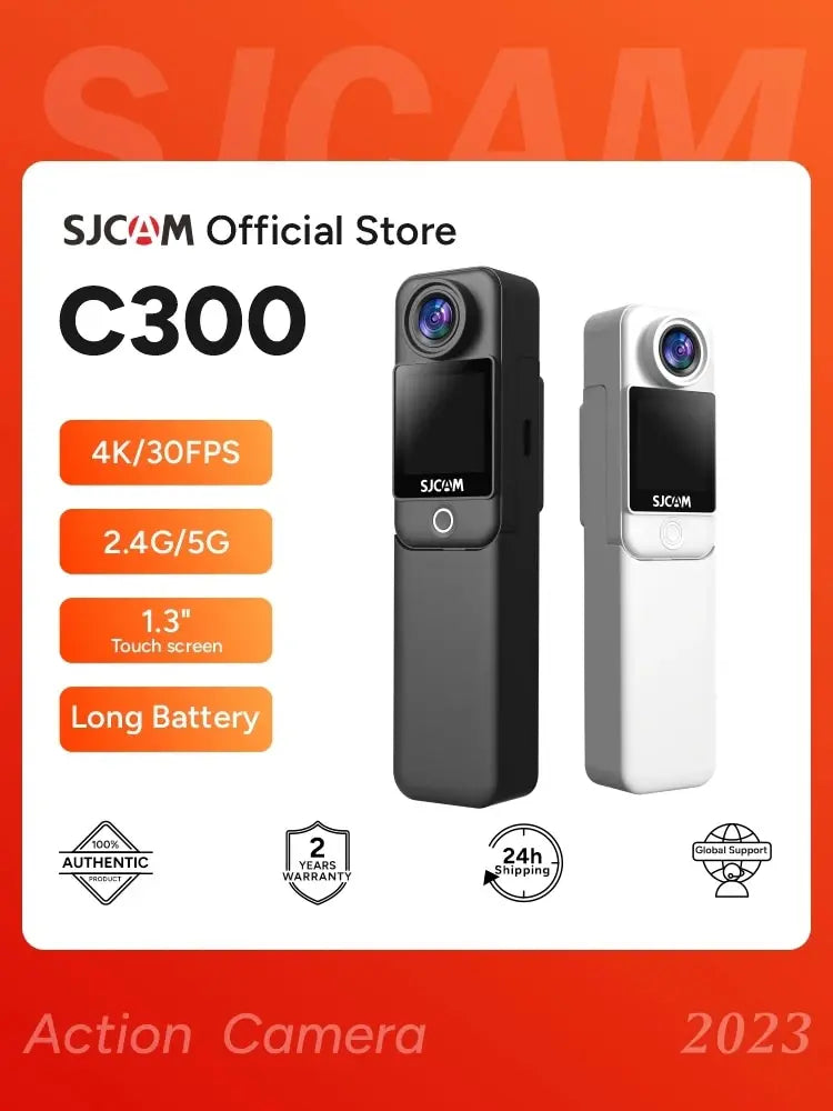 SJCAM C300 4K Action Camera – 30FPS Pocket Sports Cam with 6-Axis GYRO Stabilization, Long Battery, 5G WiFi, and Remote Control
