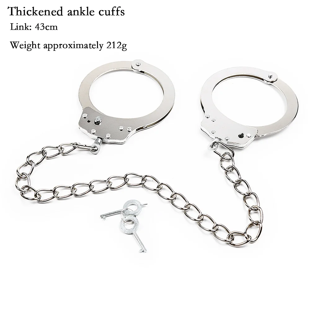 DUTRIEUX Stainless Steel Handcuffs – Adjustable Metal Ankle & Wrist Cuffs with Chain, BDSM Bondage Restraints for Couples