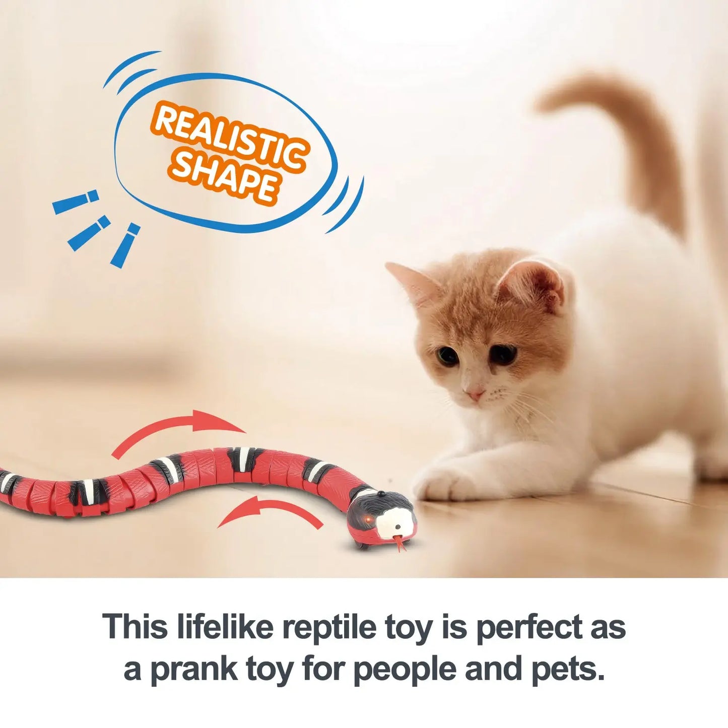 Smart Sensing Cat Toys - Interactive Automatic Electronic Snake Teaser, USB Rechargeable Indoor Play Kit for Cats and Kittens