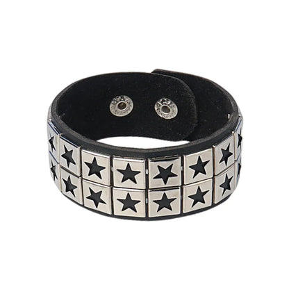 New Punk Fashion Black Leather Cuff Bracelet for Men & Women - Rivets Stud Charm Wristband Bangle, Gothic Jewelry 2024