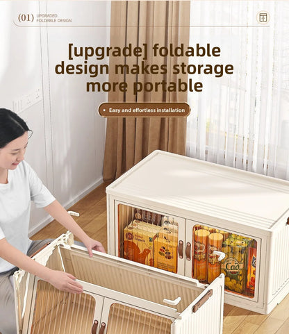 Large Capacity Collapsible Storage Bin — Plastic Organizer with Lid for Clothes, Toys & Blankets, Stackable & Portable for Bedroom or Nursery