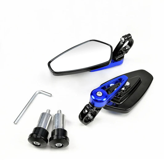 1 Pair 7/8" (22mm) Aluminum Bar End Rearview Mirrors – Universal Handlebar Side Mirrors for Motorcycles & Bikes
