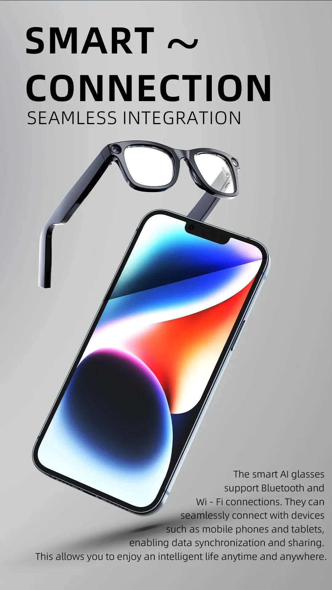 AI Smart Glasses with HD Anti-Shake Camera — Video Recording, Voice Call, Noise Reduction, Wireless Bluetooth Headset Goggles