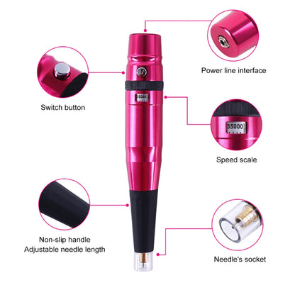 Permanent Makeup Rotary Tattoo Pen – Eyebrow & Lip Machine, Microblading & Piercing Gun PMU Kit