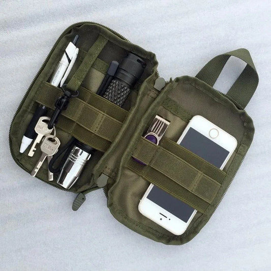 Military Tactical EDC Molle Pouch: Small Medical Waist Pack for Hiking and Hunting - Army Outdoor Sports Bag with Mobile Phone Holder