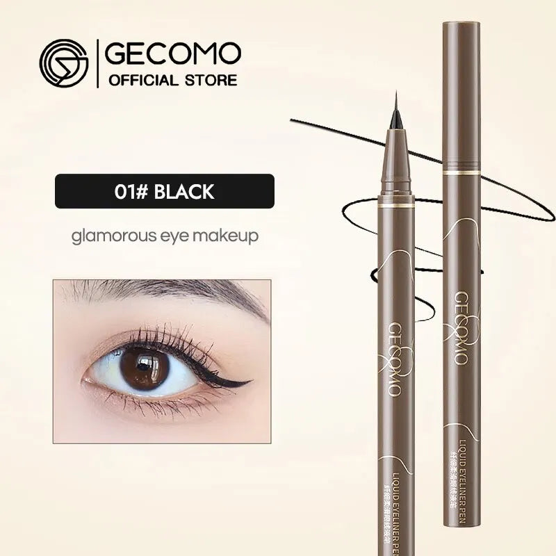GECOMO 0.01mm Liquid Eyeliner – Super Slim, Waterproof, Quick-Dry, Long-Lasting & No-Smudge Pencil