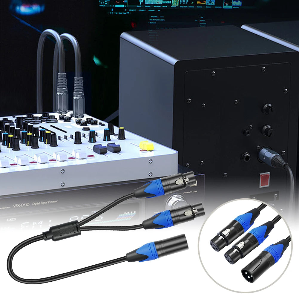 50cm XLR Splitter Cable – 1 XLR Female to 2 XLR Male Y Cable for Microphone, Amplifier & Mixer