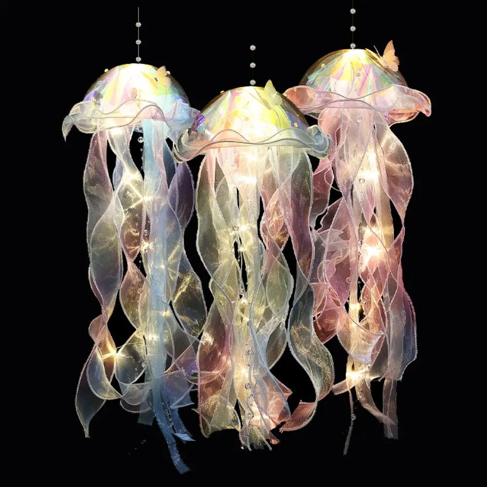 Gradient Jellyfish LED Light – Handmade Festival Pendant & Night Decoration for Courtyard Lighting