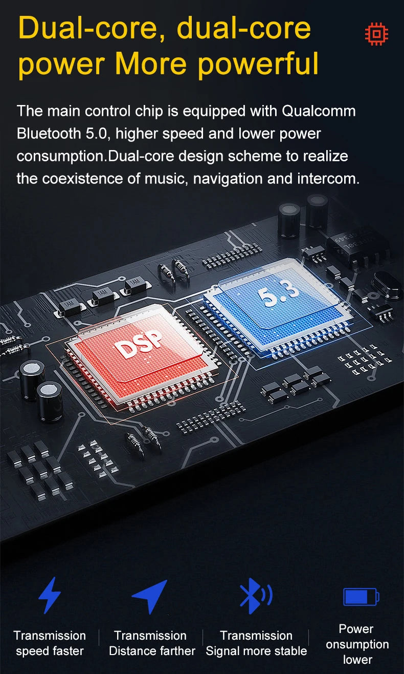 Q58 Max Motorcycle Helmet Bluetooth Intercom – IP65 Waterproof, 500M Range, Multi-Scene Music Sharing