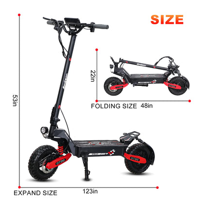 30MPH Electric Scooter with 1200W Motor – 20/40 Mile Range, Spring Damping, Disc Brake & 11" Off-Road Folding Tires