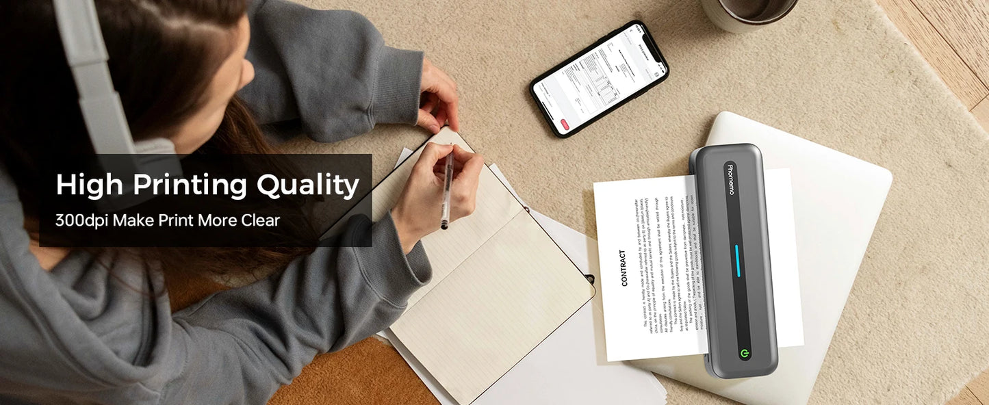 New A4 Portable Wireless Printer M832 – Inkless Thermal 300DPI Mobile Printer for Travel, Work & Home, Android & iOS Support