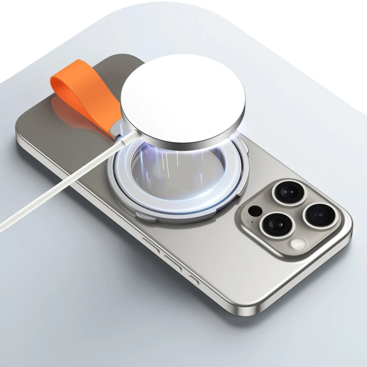 MagSafe Metal Strong Magnetic Suction Phone Holder - 360° Rotating, Folding Ring, Alloy, Portable & Universal Desktop Stand