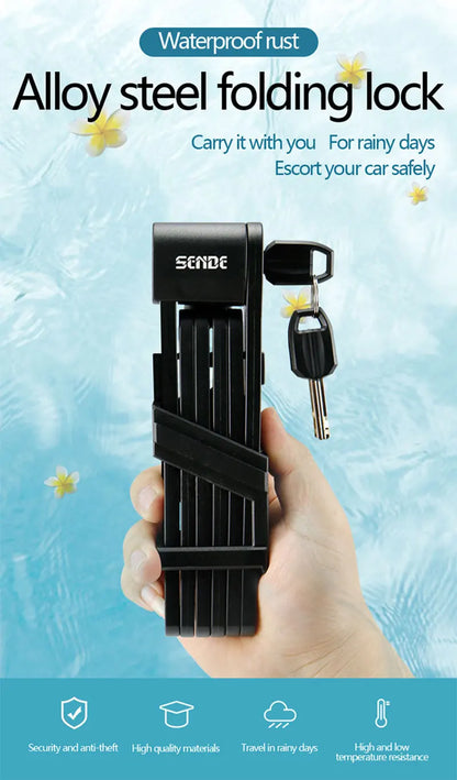 Folding Bicycle Chain Lock – Portable Anti-Theft E-Bike Cable Padlock, Compact Safety Lock for Bikes