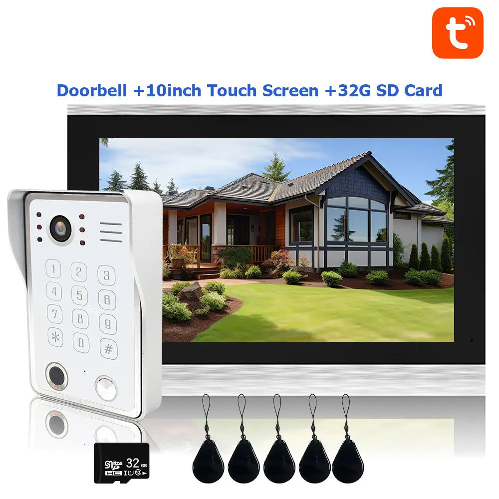 Fingerprint 5-in-1 WiFi Video Doorbell — Tuya Smart 1080P Touch Intercom System for Home Security